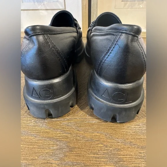 AGL Black Leather loafer Shoes. Women’s   Size37 - Picture 4 of 6